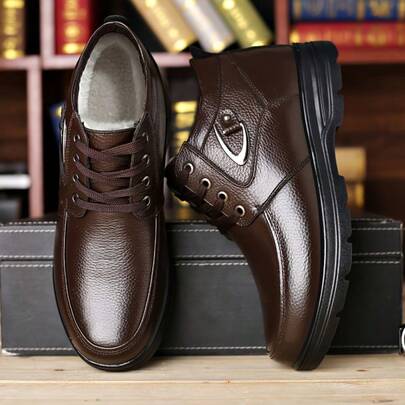 Botas con cordones y acolchado de algodón para hombres, botas de nieve nuevas de invierno con forro cálido y de felpa, suela antideslizante y duradera, suela blanda, calzado casual para exteriores y senderismo de media altura