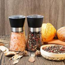 1pc Stainless Steel Pepper Grinder, Seasoning Bottle, Glass Seasoning Bottle, Grinder, Crusher Kitchen Sea Salt Pepper Coffee Grinder For Freshly Ground Pepper & Sichuan Pepper, Household Salt Spice Mill - Black - View 4