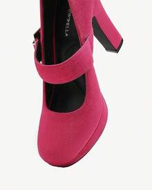 Women's Platform Pumps - High Heel Closed Toe Dress Shoes With Ankle Strap, Block Heel Round Toe Wedding & Party ShoesChristmas - 粉色 - 查看 4