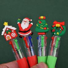 2pcs-Christmas Multicolor Ballpoint Pens, Christmas Ballpoint Pens, Creative Cute Christmas Neutral Pens, Vibrant Assorted Colors With Santa, Reindeer & Snowman Toppers, Retractable 4-Color Ink, Durable ABS Body, Ideal For Holiday Journaling & Gift Giving, Holiday Party SchoolSupplies StudentsRewards Christmas Gifts Christmas Stationery Gift Water Pen Christmas(Random Pattern) - Random - View 9