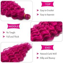 Pink Curly Boho Hair For Braiding Deep Ocean Wave Crochet Hair Wavy Braiding Hair Extensions For  30 Inch 2 Packs Soft Boho Curls For Bohemian Braids,MagentaBohoHair - MagentaBohoHair - View 4