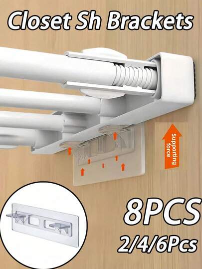 Closet Sh Brackets Heavy Duty Adhesive Non Adjustable Shelves Support For Wardrobe Storage - Sturdy Layer Organizer Holders