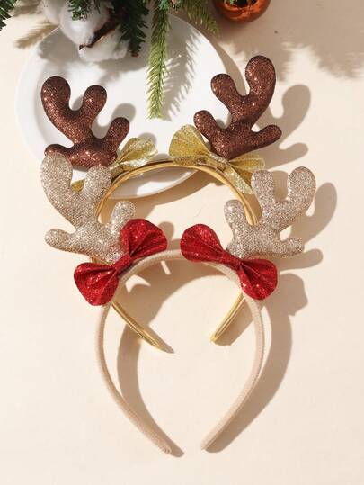 1个圣诞驯鹿角头箍，节日装饰礼物，头箍，发饰，适合节日装扮