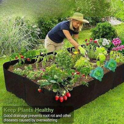 Thickened Fabric Elevated Garden Bed - Large Rectangle Grow Bag For Outdoor Vegetables Flowers#FabricElevatedGardenBed #SlouchyGardeningBag #BreathablePlantContainer #OutdoorVegetablePlanter #ThickenedGrowBag #