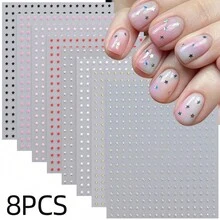 8pcs Metallic Gold & Silver Mini Star Nail Art Stickers, 8 Different Sizes 3D Self-Adhesive Tiny Star Nail Decals, Suitable For Women And Girls (Gold, Silver, White, Black, Rose Red, Pink, Red, Laser Silver) - Multicolor - View 12