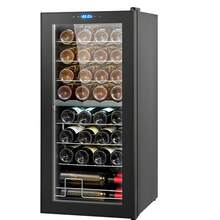 Enfriador de vino  para 32 botellas, refrigerador para vinos de doble zona y doble temperatura, refrigerador independiente con control digital, puerta de vidrio templado con protección UV, almacenamiento de vino tinto y blanco para bar en casa - Negro - Ver 8