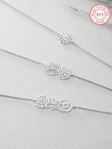 One Piece 925 Silver Personalized Flower Bracelet, Family Birthday Flower Bouquet Bracelet, Personalized Gifts, Birthday Gifts, Valentine's Day Gifts, Christmas Gifts, Gifts For Girlfriends, Family And Classmates - Yellow Gold - View 6