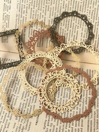 10pcs/Pack Vintage Hollow Lace Textured Decorative Craft Paper, DIY Scrapbooking Supplies