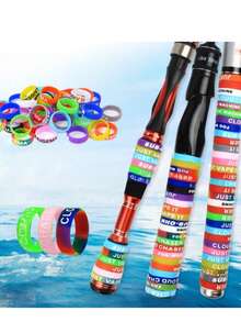 50pcs Assorted Color Silicone Fishing Rod Handle Sleeves, Anti-Slip Grip Protector