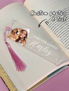 1 pieza Marcapáginas de acrílico transparente con nombre personalizado con 23 estilos - Accesorio de libro hecho a mano con flores personalizadas, regalo único para lectores - Para amantes de los libros - Regalo de Navidad - Regalo perfecto para mamá - Multicolor - Ver 4