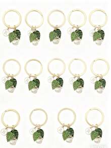 Llavero con diseño de concha de tortuga y hoja de bambú, regalo para niños, llavero del Día de San Valentín, regalo de regreso a la escuela - Verde - Ver 5