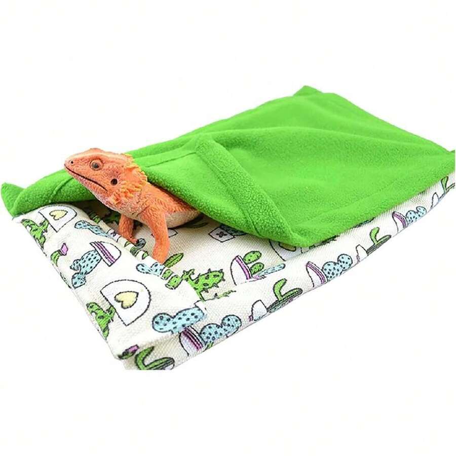 Bearded Dragon Bed Reptile Sleeping Bag With Pillow And Blanket Small Pet Warm Hide Habitat For Hamsters Lizards Bearded Dragon (Green),29569806 - Mint Green - View 1