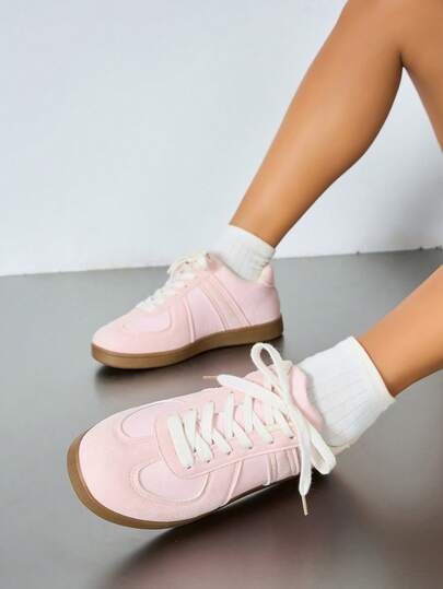 Women's Round Toe Flat Shoes, High Vamp British Style Casual Canvas Lace-Up Loafers, Student Everyday Versatile Elegant Comfortable Athletic Sneakers