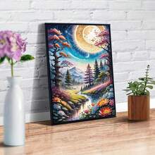 [Free Shipping]OFRKE Moon Landscape Diamond Kits For Adults & Beginners, DIY 5D Pink Gem Art For Gift Home Wall Decor, 12x16inch,A-Moonpink - A-moonpink - 查看 4