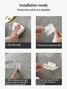 No Drill Wall Mounted Mesh Soap Dish, Bathroom Soap Holder Draining Rack, Bathroom Accessories Back To School Season - Multicolor - View 8