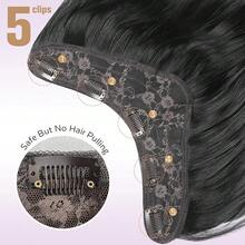 Clip In Hair Extensions 20 Inches V-Shaped Hair Extension One Piece Wavy Clip In Hair Extensions Synthetic Hair Extension For Women (1B),NaturalBlack - NaturalBlack - View 4