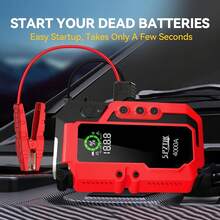 SPZTJK Jump Starter With Air Compressor, 5 In1 Function Jump Box 150PSl JumpStarter Battery Pack With Digital Tire Inflator, Car Battery Charger Portable For 2.64gal GasOr 2.11gal Battery Charger, Car Jumper Starter Portable, Tire Compressor - Đỏ - Xem 1