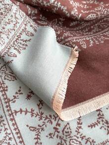 1 pièce Écharpe élégante à motif jacquard de plantes, chaude convenant aux pièces climatisées, pour l'automne/l'hiver, cache-cou et châle polyvalent pour un port quotidien