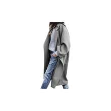 - Gabardina larga de gran tamao con cuello con muescas y mezcla de lana para mujeres adultas - XL + Gris - Ver 1