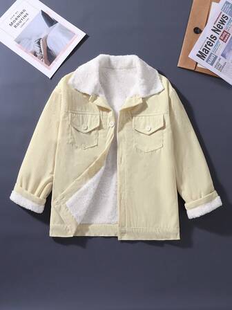Tween Boys Jacket New Corduroy Warm Thermal Lined Outerwear, Autumn/Winter