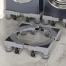 The Upgraded 2025 Version Features A Double-Locking Bar, Heavy-Duty Adjustable Washer Bracket With 4 Locking Wheels And 4 Sturdy Feet - Supporting Up To 660 Lbs, Making It Ideal For Washer, Dryer, And Mini-Fridges. - Grey - View 1