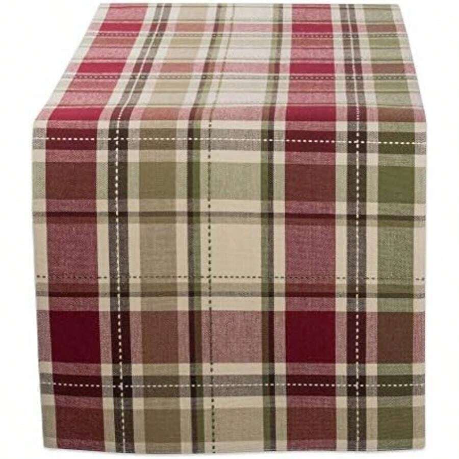 DII CBBB01333 Homespun - Mantel Individual, diseño de Cuadros, Homespun Plaid, Placemat, 1, 1(Table Runner, 13x72") - Multicolor - Ver 1