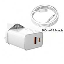 40W USB插头适配器（英国），双口USB墙式充电器，支持USB-C和QC3.0快充，适用于安卓手机快速充电（含USB-C数据线），高速USB-C和USB-A电源适配器，适用于多人充电、多设备充电、家庭充电需求以及办公桌等多种场景，多端口高输出功率。 - 英規插(220-240V) - 查看 8