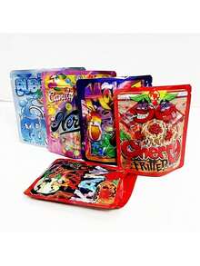 100pcs 3D Holographic Foil Mylar Bags - Leak-Proof Reusable Zipper Pouches With Vibrant Radiant Design, 3.5g Durable Plastic For Gift Packaging, Storage & Organizing (Assorted Patterns), Vibrant Organizing Pouches |       Colorful Packaging |       Reflective Qua - 3.94*5+1 Inches - View 6