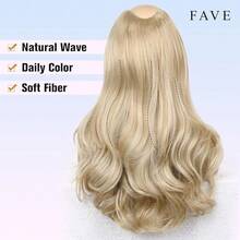 Clip In Extensions V Shaped Hair Extension 20 Inches Soft Extensions For Women Synthetic One Piece Wavy Clip In Hair Extensions Thick Blonde Hair Extensions About 70 Gram For Daily Use(27/613),Blonde - شقراء - مشاهدة 6