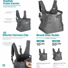 PZW Outward Hound PupPak - Transportador Frontal Para Perro Mediano Gris Mochila Para Mascotas Pequeñas De Hasta 20 Libras Correas Acolchadas Malla Transpirable Resistente Al Agua Clip De Seguridad7402 - 前置式嬰兒背帶,灰色,中號 - 查看 1