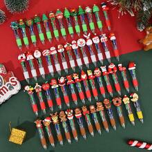2pcs-Christmas Multicolor Ballpoint Pens, Christmas Ballpoint Pens, Creative Cute Christmas Neutral Pens, Vibrant Assorted Colors With Santa, Reindeer & Snowman Toppers, Retractable 4-Color Ink, Durable ABS Body, Ideal For Holiday Journaling & Gift Giving, Holiday Party SchoolSupplies StudentsRewards Christmas Gifts Christmas Stationery Gift Water Pen Christmas(Random Pattern) - Random - View 2