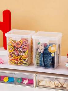 1 pieza/Set Caja de almacenamiento transparente apilable con tapa - a prueba de polvo, a prueba de agua, a prueba de humedad para joyas, ligas para el cabello, calcetines, bandas de goma, cuentas, también adecuada para especias de cocina, útiles escolares, organizador de escritorio de plástico de estilo moderno, multiusos, rectangular, joyero, decoración de habitación, regalo para amigos - Multicolor - Ver 7