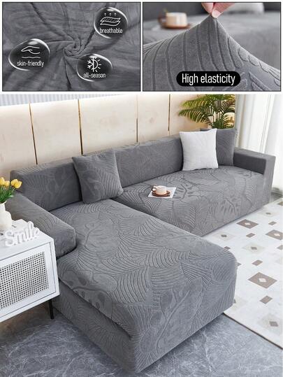 1 pieza Funda elástica para sofá, con estampado de hojas de plantas, fácil instalación, a prueba de mascotas, decorativa para la sala de estar, se ajusta a sofás individuales/de dos plazas/de 3 plazas/de 4 plazas, incluye funda para reposabrazos
