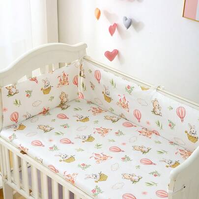 1件婴儿床围软垫，新生儿卡通印花软垫床栏，儿童防撞护栏，防坠落围栏