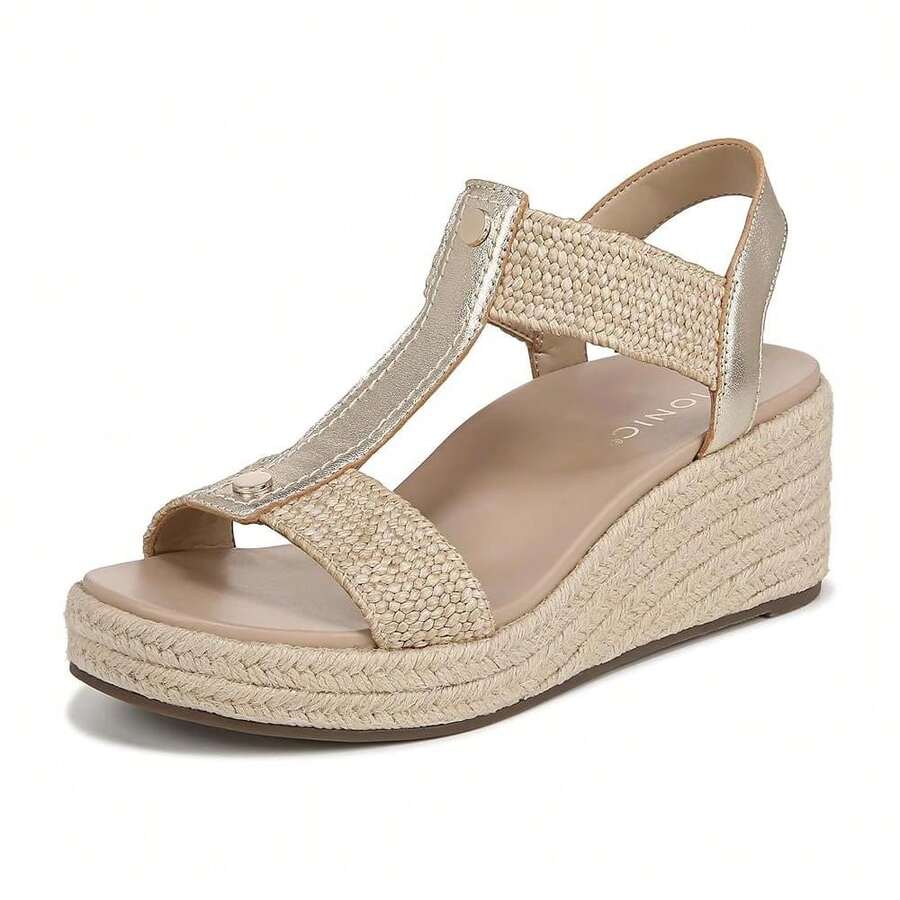Vionic Womens Calera Wedge Sandal - Gold Metallic Leather - Vàng - Xem 1