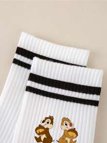 Disney 1/5/10 Pairs Women's Chip 'n' Dale Cartoon Mid-Calf Socks Squirrel Cartoon Socks White Based Soft Elastic Fit Retro Sport Style Women's Socks Easter/Summer/Women's Socks/White Socks Black Double Stripe Long Socks Holiday Limited Cute Cartoon Fun Mid-Calf Socks Simple Versatile Gift Socks Girly Student Sport Long Socks. Pride Month, Labor Day, Children's Day - Multicolor - View 10