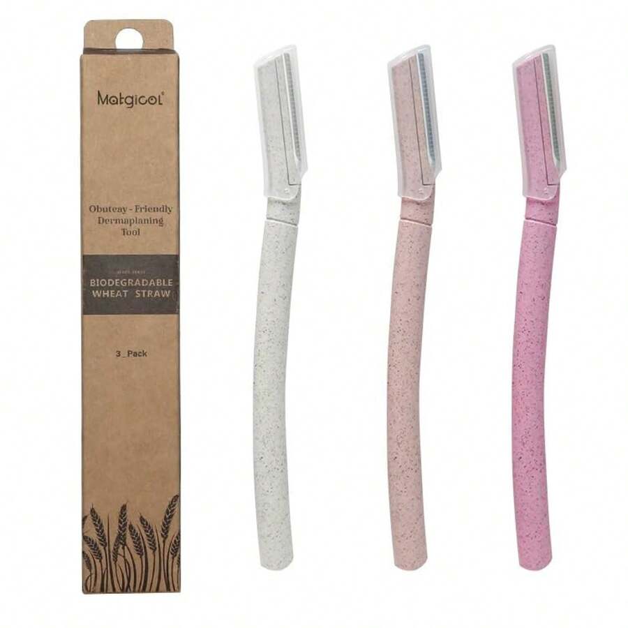 Navajas desechables de dermaplaning para mujeres, navajas faciales para mujeres para eliminar el vello suave, herramienta exfoliante de dermaplaning, navaja de cejas, navaja facial, navaja de dermaplaning, paquete de 3 - 1 - Ver 1