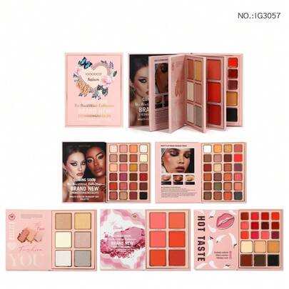 78-Color Heart, Butterfly, Flower, Book Shaped Eyeshadow, Highlighter, Blush, Lip Gloss, Concealer Multifunctional Palette