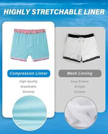 Bañador de hombre con entretela de compresión, pantalón corto de baño forrado para hombres - Piña rosa - Ver 4