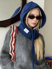 1 szt. dzianinowy szalik z kapturem dla kobiet - odpinany kaptur kominiarki z kominem - czapka i szalik, kominiarka, zimowa maska narciarska, ciepłe czapki na zimne dni, wiatroodporne, zimowe maski i szaliki z kapturem, ciepłe akcesoria