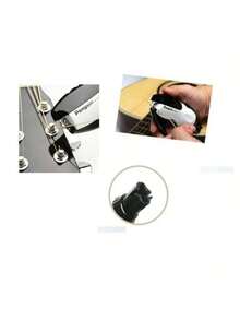 Encordador Penguin Herramienta De Encordado De Cuerdas Multifuncional 3 En 1 L herramienta de sujeción de instrumentos 3 en 1, enrollador de cuerdas eléctrico, cortador de cuerdas y extractor de alfileres de puente. Enrollador de cuerdas motorizado y cortador de cuerdas confiable, fácil de operar, ahorra tiempo y esfuerzo. La forma única del extractor funciona de manera fácil y agradable sin dañar el puente de la guitarra. Batería de iones de litio recargable incorporada y viene con cable de carga USB. Diseño compacto y liviano, cómodo de guardar y transportar. Adecuado para varios instrumentos de cuerda como guitarra, bajo, mandolina, ukelele, etc. Accesorios para instrumentos musicales - Blanco y Negro - Ver 5