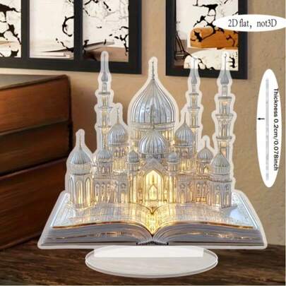2D Printed Bohemian Style Hagia Sophia Mosque Sunlight Catcher, Bohemian Style Home And Party Tabletop Decor, No Power Needed, Multi-Functional Room Decoration, Suitable For Eid And Ramadan Gifts