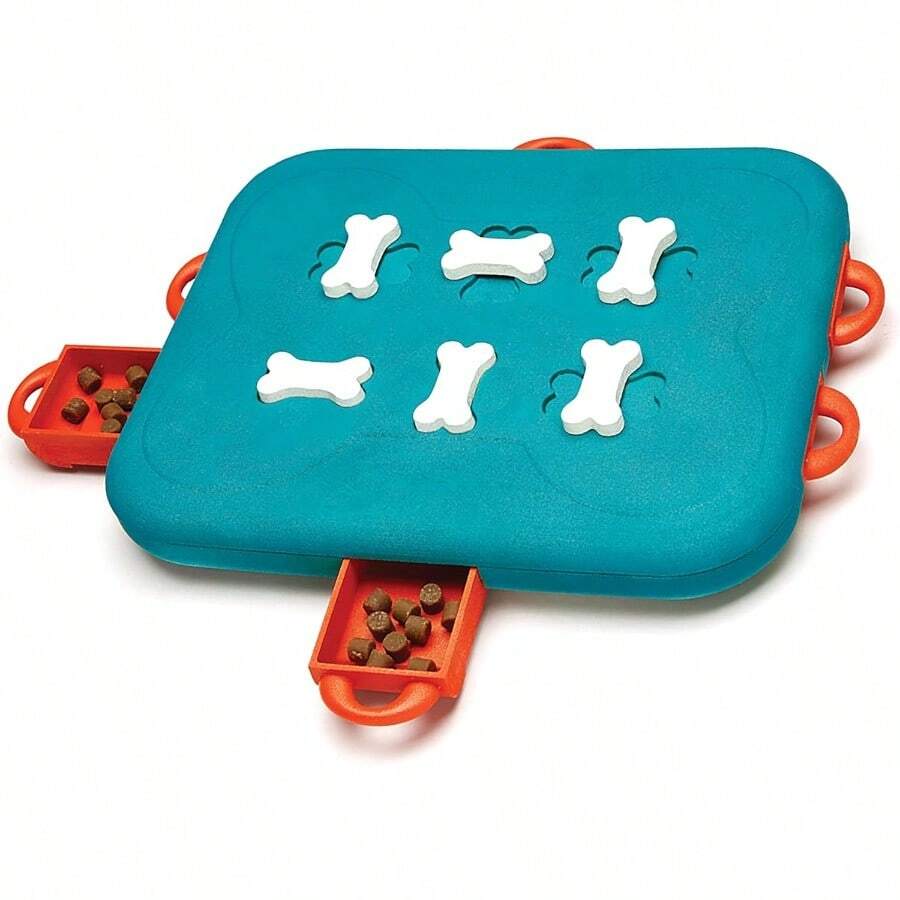 Outward Hound Nina Ottosson Challenge Slider Interactive Treat Puzzle Dog Enrichment Toy, Level 3 Advanced, Multicolored - Sòng bạc dành cho chó (Xanh lam, Cam) - Xem 1