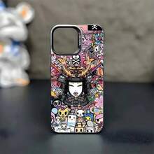 Funda de teléfono de dibujos animados japoneses T-Tokidokis para 17, 16, 15, 14, 13, 12, 11 Plus, Pro Max, cubierta negra mate a prueba de golpes - Z6 - Ver 4