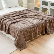 1 pătură groasă din blană artificială jacquard european, stil boem, moale și caldă, cu dublă utilizare ca așternut sau șal, potrivită pentru sufragerie, dormitor, cămin, birou, mașină, călătorii, picnic, petrecere, toate anotimpurile - cafea maro - Vizualizare 7
