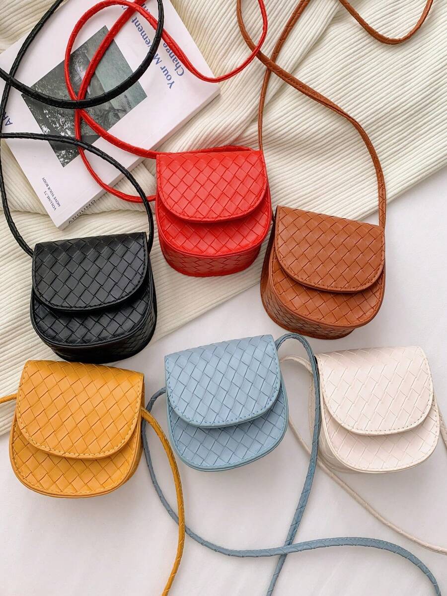 1pc Girls' Fashion Oblique Shoulder Bag, PU Material, Magnetic Closure, Mini Keychain Pouch, Suitable For All Seasons