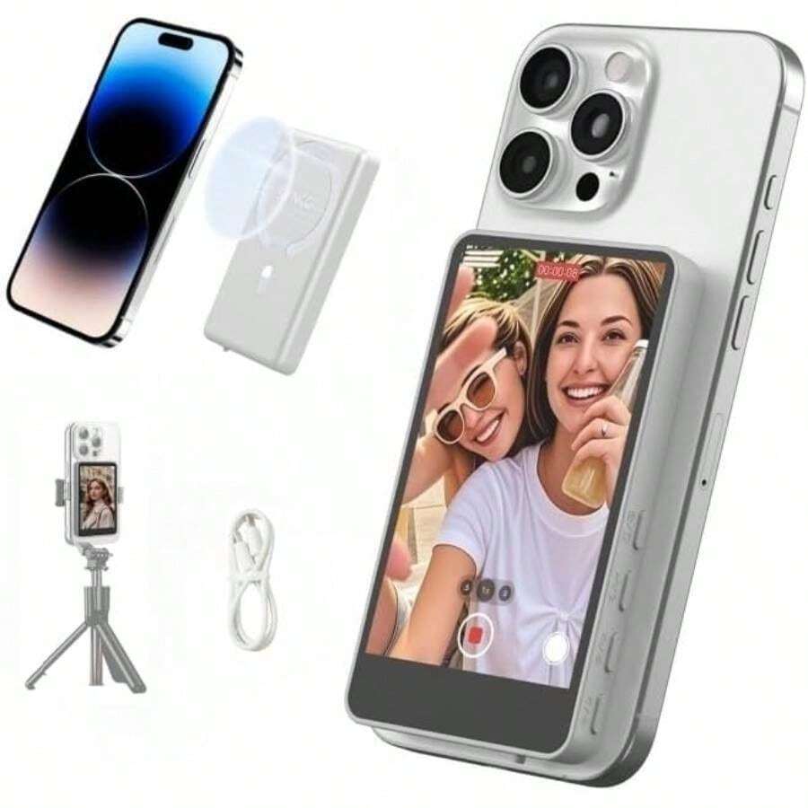 Xview M4 Phone Vlog Selfie Monitor Cmara Trasera Monitor Transmisin de Vdeo para Transmisin en, Compatible con, Silicona Magntica Negra Negro - Negro - Ver 1