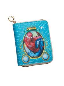 Marvel Cartera de Spiderman con cremallera corta, cartera de dibujos animados para estudiantes, monedero, tarjetero, regalo de Navidad, regalo del Día de San Valentín para hombres, billetera mini, monedero, llavero, regalos para hombres