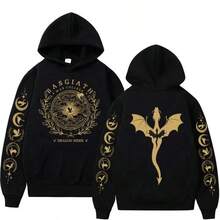 Autumn And Winter Men's Long-Sleeved Sweatshirt Iron Flame Dragon Knight Print Basgiath War Men's And Women's Hooded Sweatshirt (3) - Black - View 1