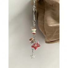 Red Apple Wishing Bottle Phone Charm, Green Fruit Keychain, Card Holder, Clasp Chain, Hanging Rope - 紅蘋果許願瓶 - 查看 1
